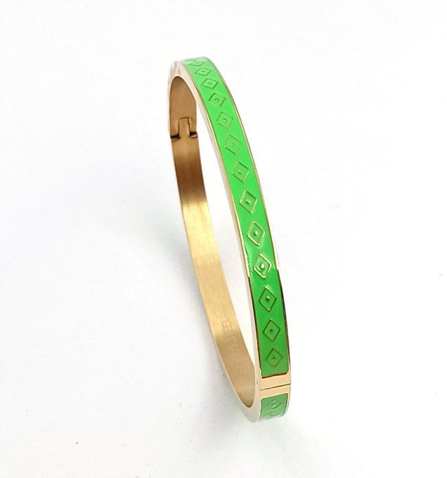 bracelet-jonc-manchette-georgette-acier-ferme-colore-emaille-vert