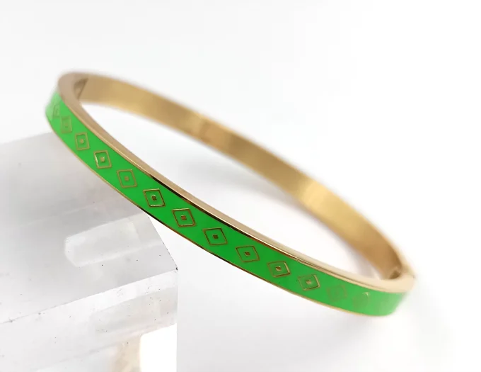 bracelet-jonc-manchette-georgette-acier-ferme-colore-emaille-vert