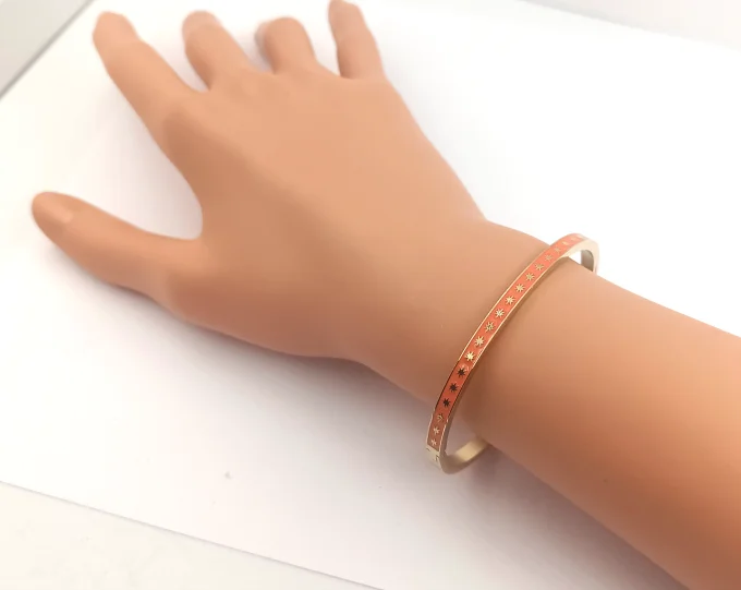 bracelet-jonc-manchette-georgette-acier-ferme-colore-emaille-orange-etoile