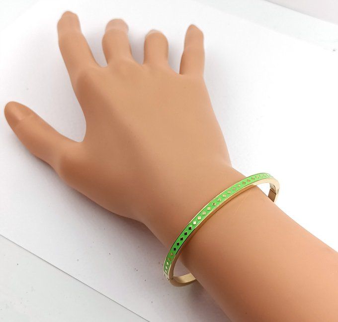 Bracelet Jonc acier inoxydable vert 