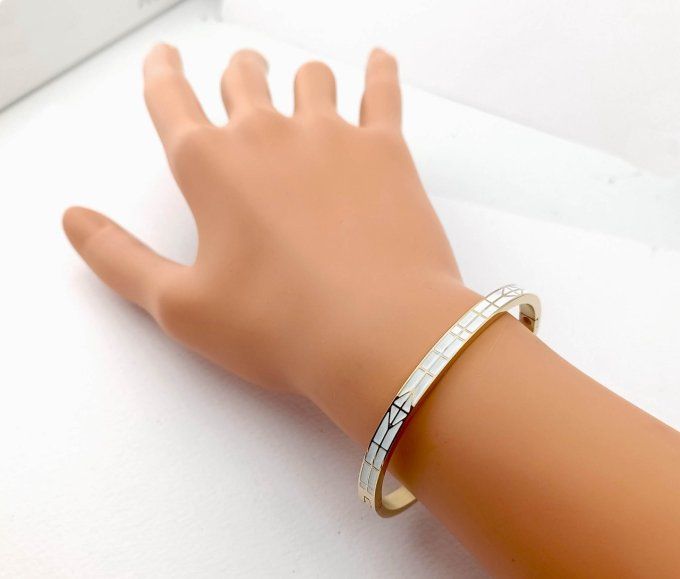 Bracelet Jonc acier inoxydable blanc 