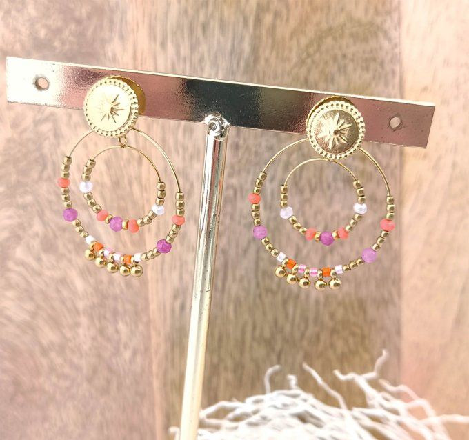 boucles-oreilles-acier-anneaux-ronds-perles-enfiles-rose-orange