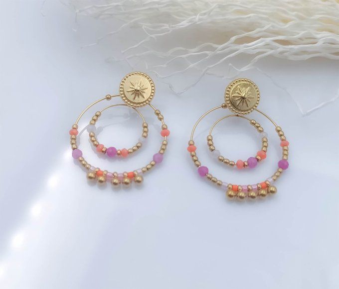 boucles-oreilles-acier-anneaux-ronds-perles-enfiles-rose-orange