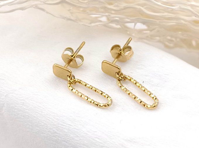 boucles d'oreilles acier puce petites pendantes