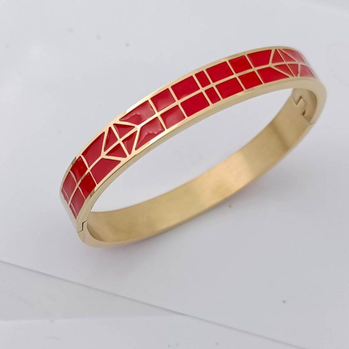 bracelets joncs tendance pour femme emmaillés rouge