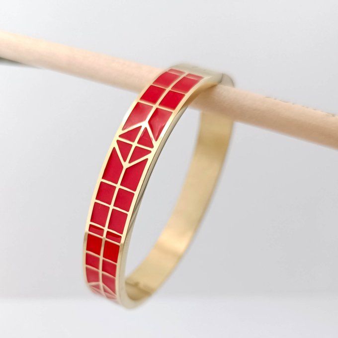 bracelets joncs tendance pour femme emmaillés rouge