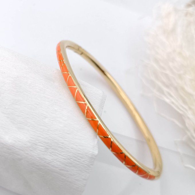 bracelet jonc fin tendance en acier pour femme orange