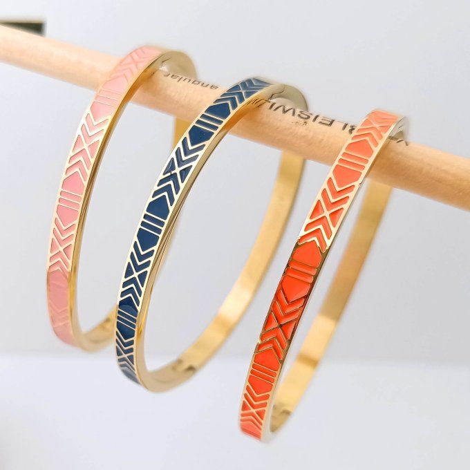 Collection bracelets joncs fermés en acier et émaillés pour femme